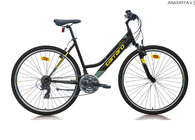 Carraro - 28 Jant - Active 292 - V-Fren - 16” (41 cm) - Mat Siyah-Sarı-Yeşil